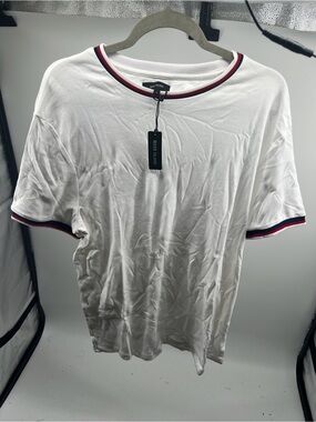 River Island White Tee with Red and Navy Contrast Trim